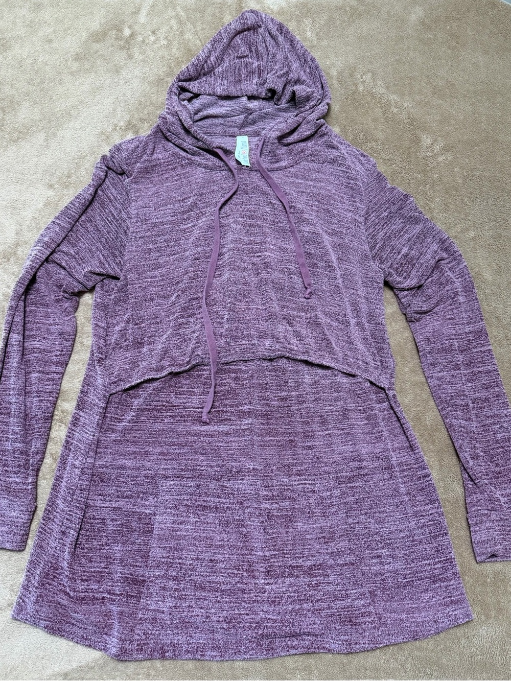 Latched Mama Purple Marled Lightweight Hoodie Tunic